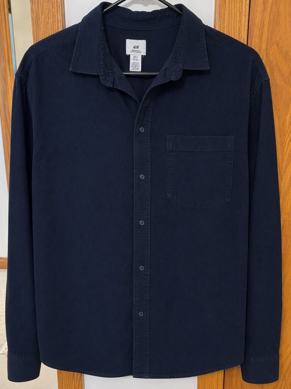 H&M Navy Long-Sleeve Casual Button-Down Shirt